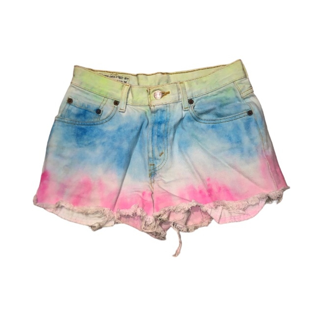 Girls Tie Dye Levi’s 550 Cutoff Denim Shorts EUC - Picture 7 of 10